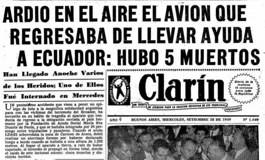 Cuando un avión de la Fundación Eva Perón cayó en las cercanías de Castilla