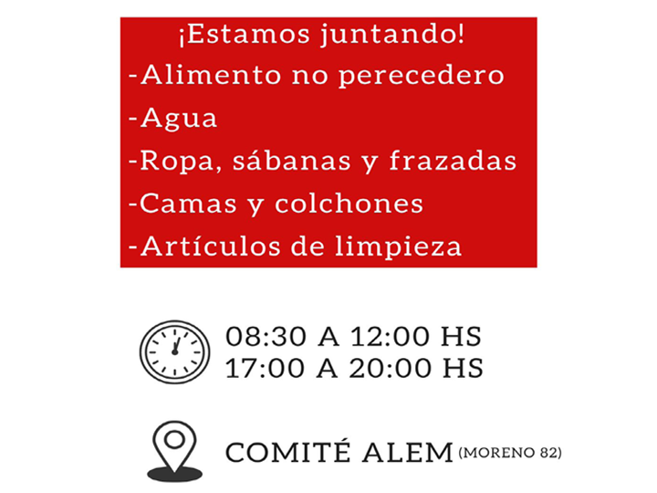 Donaciones para 9 de Julio por el temporal