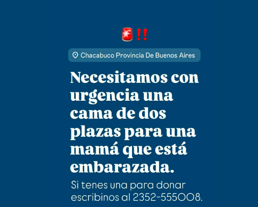 Una mamá necesita urgente una cama de dos plazas 