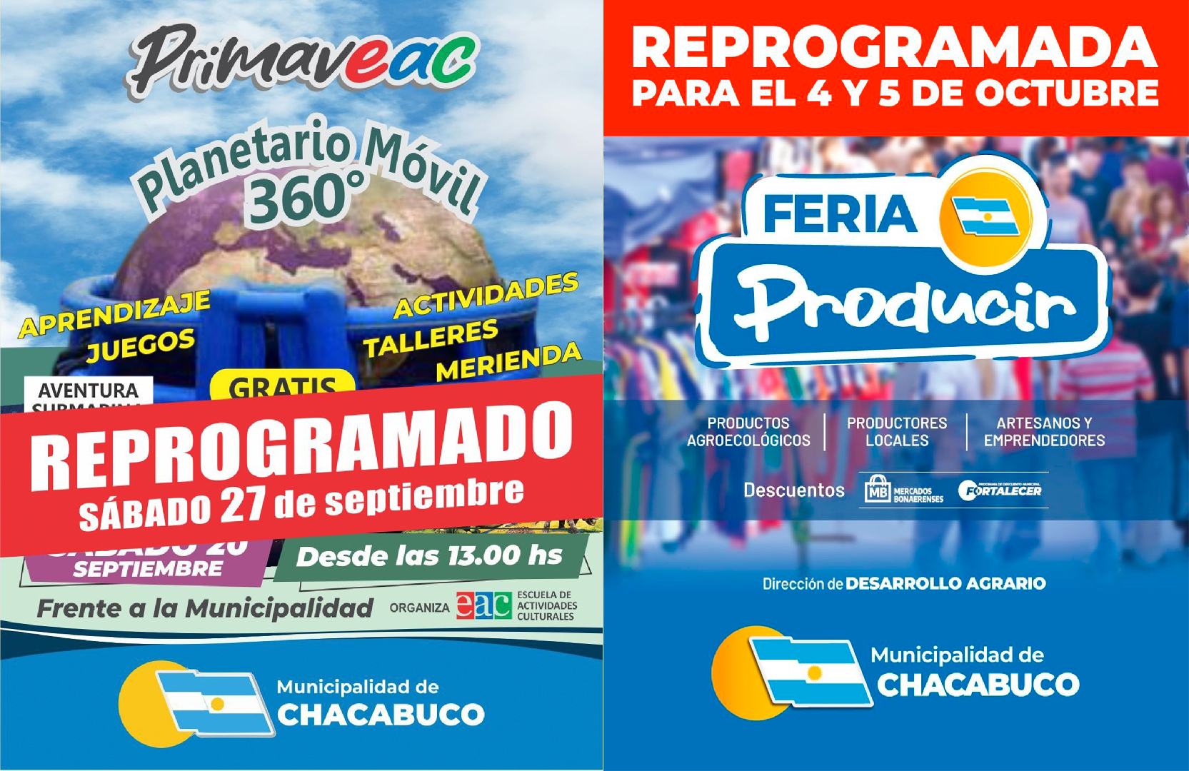Actividades reprogramadas por el temporal