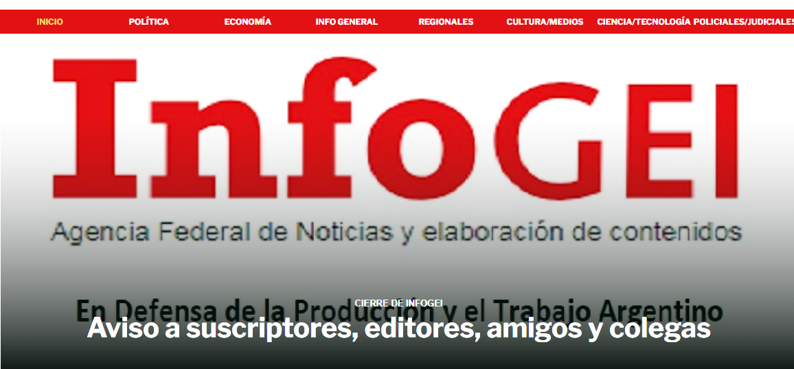 Cerró InfoGEI, una importante agencia de noticias provinciales y nacionales