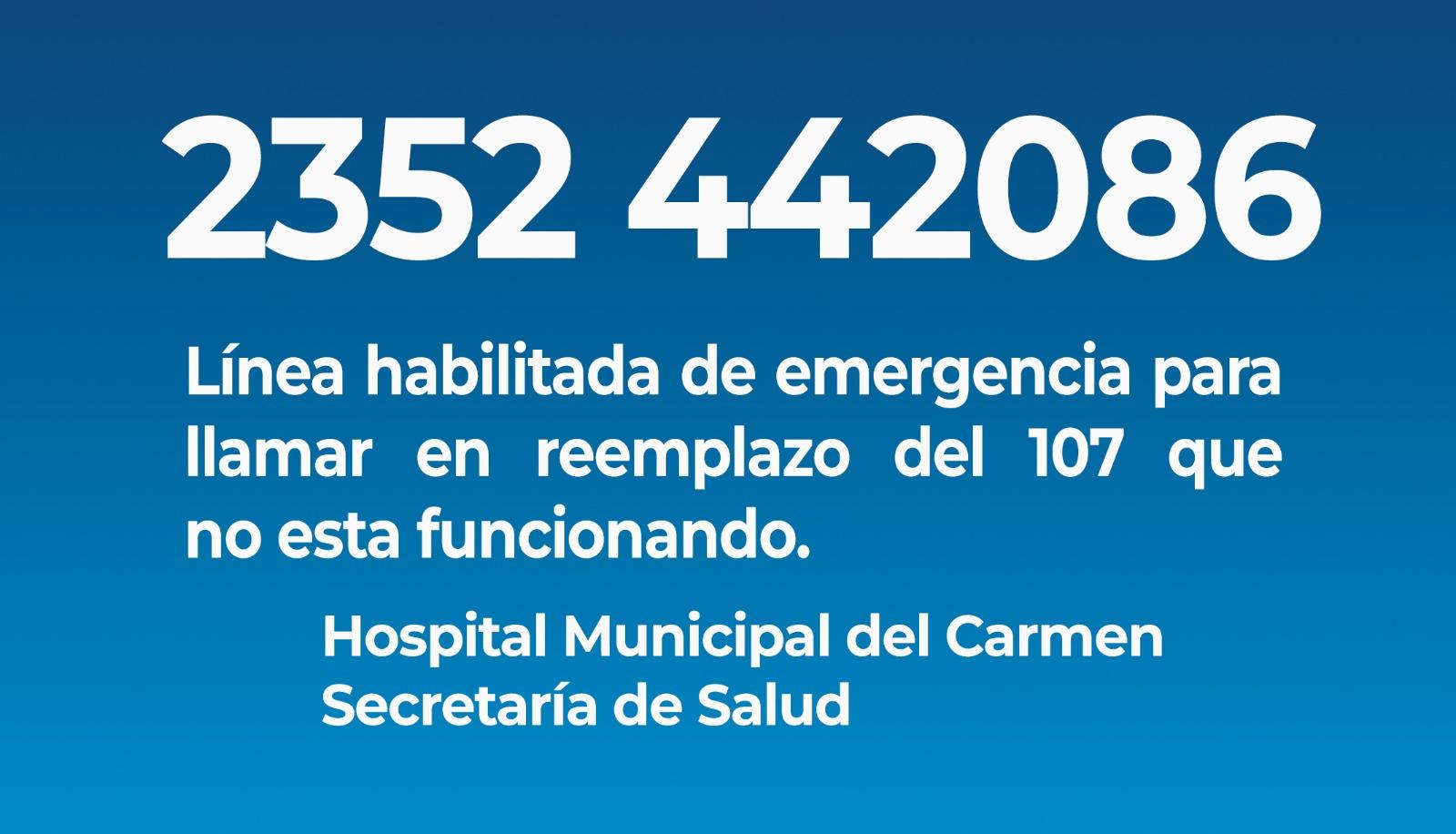 Temporalmente, la línea de emergencias 107 es reemplazada por el 2352-442086