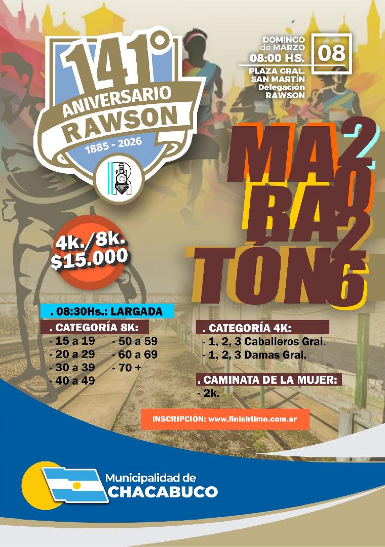 Se correrá la Maratón por el 141° aniversario de Rawson