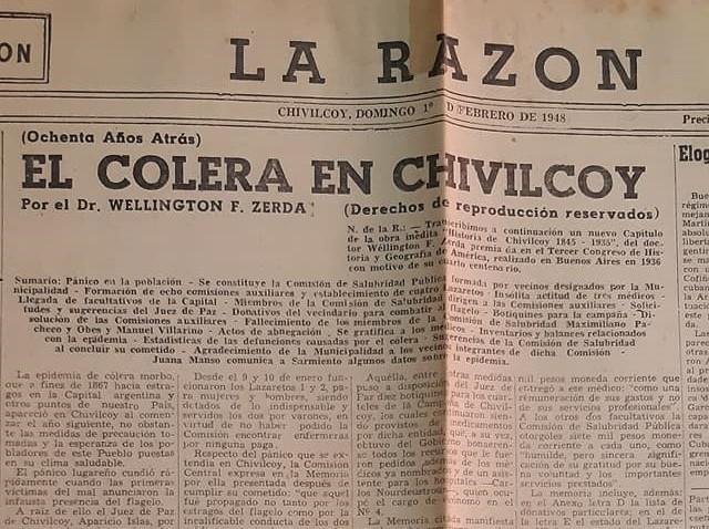 El brote de cólera de Chivilcoy cuya primera víctima era de Chacabuco